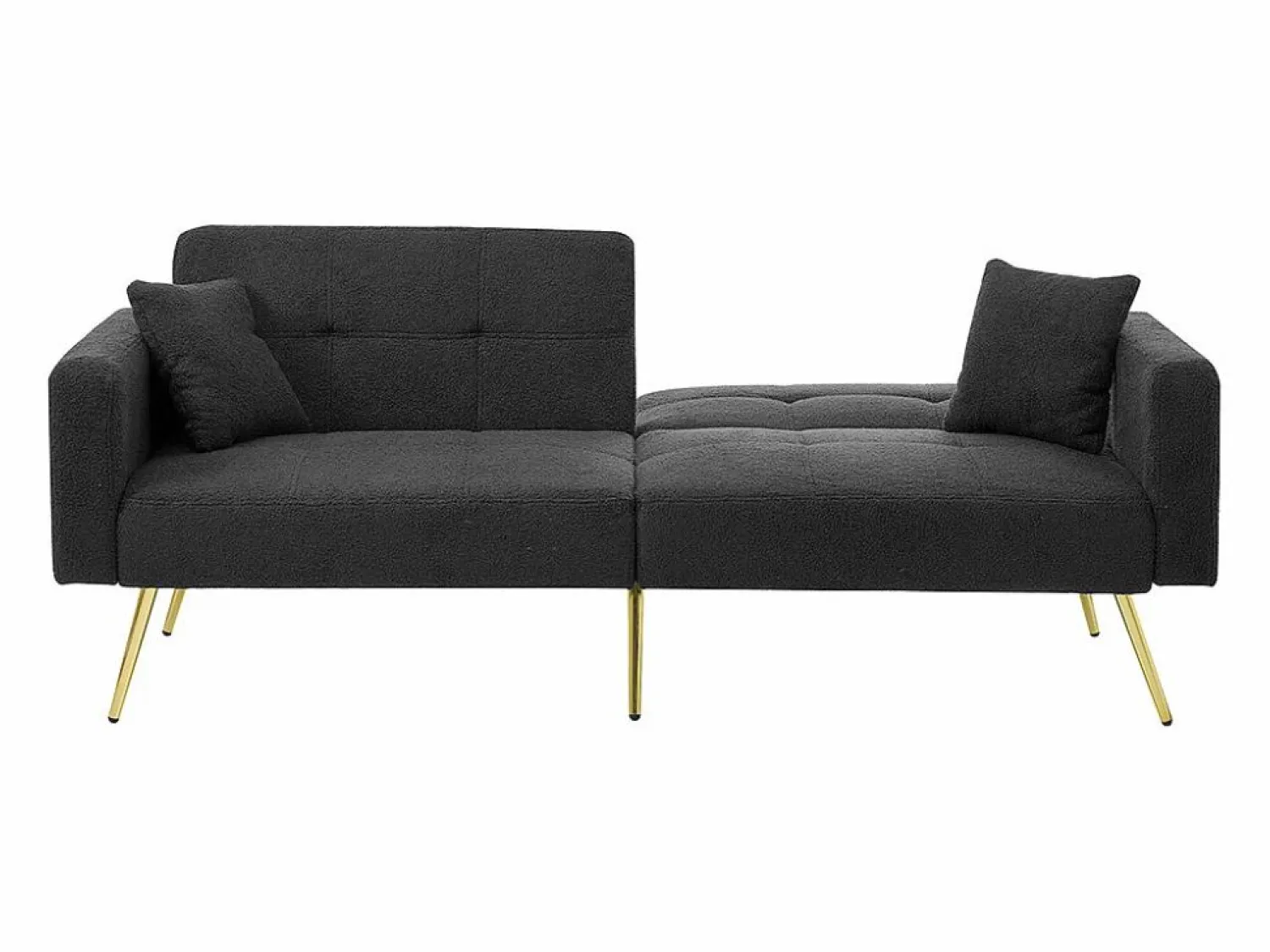 KOMHTOM Sofá cama con función de cama, ángulo ajustable, patas doradas, con cojines y bolsillos de almacenamiento laterales
