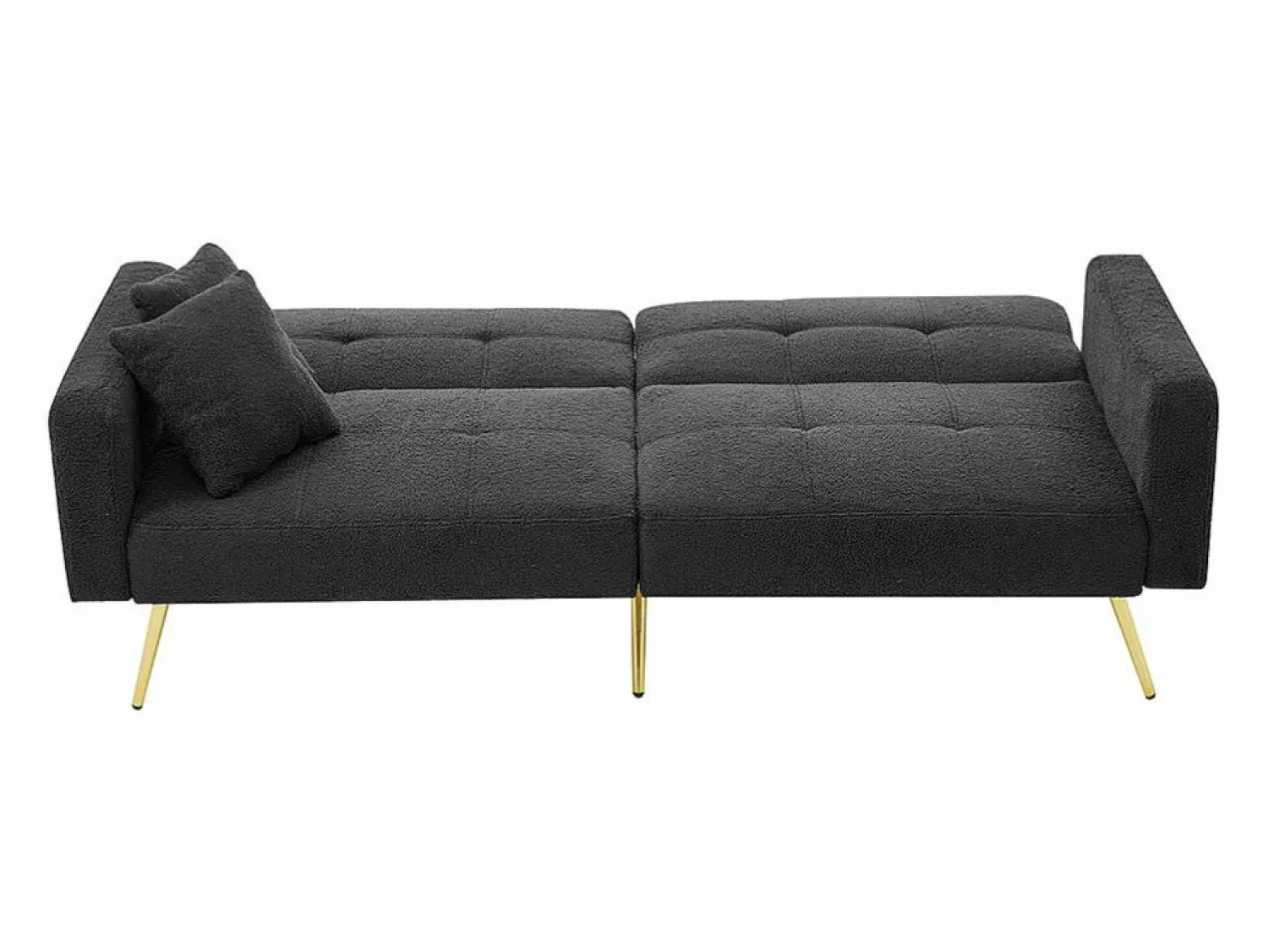 KOMHTOM Sofá cama con función de cama, ángulo ajustable, patas doradas, con cojines y bolsillos de almacenamiento laterales