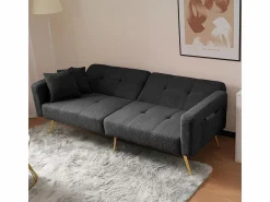KOMHTOM Sofá cama con función de cama, ángulo ajustable, patas doradas, con cojines y bolsillos de almacenamiento laterales