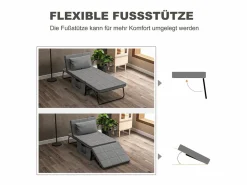 Online Sofá cama convertible 4 en 1, colchón de 8 cm, ajustable en 5 posiciones, acero, (188x75x38cm) Sillón Cama