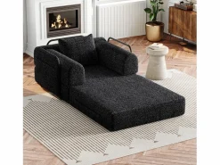 Best Sofá cama convertible - Individual - Tela de chenilla negra Sillón Cama