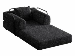Best Sofá cama convertible - Individual - Tela de chenilla negra Sillón Cama
