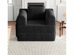 Best Sofá cama convertible - Individual - Tela de chenilla negra Sillón Cama