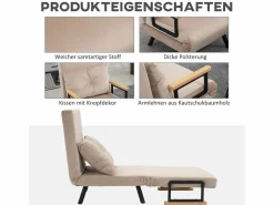 Sofá cama convertible, 2 plazas, respaldo regulable, Terciopelo, (63x73x81 cm)