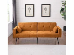 Sofá cama convertible Asiento mullido Diseño minimalista Material tejido Ideal para sala y estudio