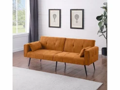 Sofá cama convertible Asiento mullido Diseño minimalista Material tejido Ideal para sala y estudio