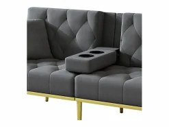 Hauss Spole Sofá cama convertible de 2 plazas - Portavasos, 2 soportes lumbares y bolsillos laterales - Terciopelo