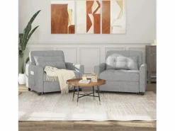 Clearance Sofá cama convertible de 1 plaza, sillón chaise longue, cojines ajustables, almacenamiento, ruedas, plegable AR22-G Gris claro