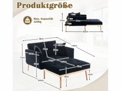 Sofá cama convertible en osito - Patas de metal dorado - Función chaise longue