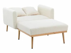 Discount Sofá cama convertible en osito - Patas de metal dorado - Función chaise longue Blanco