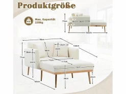 Discount Sofá cama convertible en osito - Patas de metal dorado - Función chaise longue Blanco