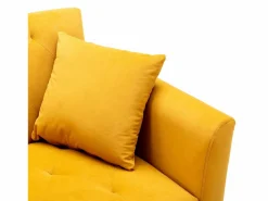 Discount Sofá cama convertible en osito - Patas de metal dorado - Función chaise longue Amarillo