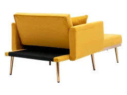 Discount Sofá cama convertible en osito - Patas de metal dorado - Función chaise longue Amarillo
