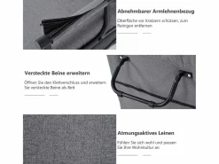 Online Sofá cama convertible, sillón regulable con 6 posiciones, canapé. Gris