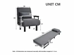 Online Sofá cama convertible, sillón regulable con 6 posiciones, canapé. Gris