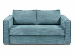 Best Vente-unique Sofá cama de 4 plazas con apertura italiana de pana beige LORETO Azul turquesa