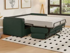 Online Vente-unique Sofá cama de 3 plazas con apertura italiana de pana beige LORETO Verde pino