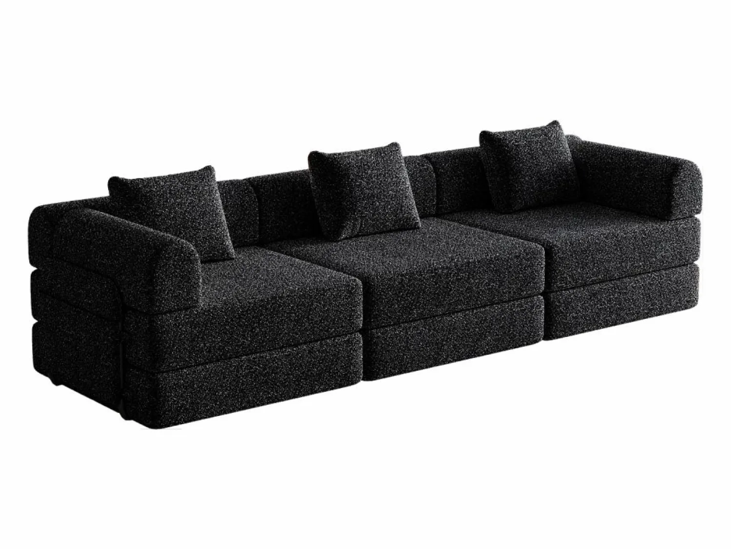 Hauss Spole Sofá cama de 3 plazas con conversión exprés en tela de chenilla negra - Múltiples combinaciones Negro