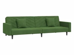 New Sofá cama de 2 plazas con dos almohadas terciopelo oscuro PWFG17126 Verde