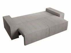 New Vente-unique Sofá cama de 4 plazas convertible de pana anchas color AMELIA Gris claro