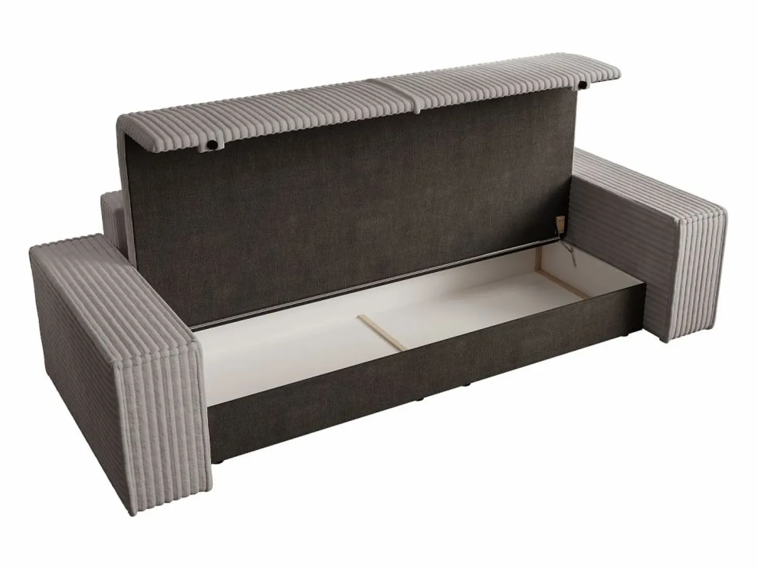 New Vente-unique Sofá cama de 4 plazas convertible de pana anchas color AMELIA Gris claro