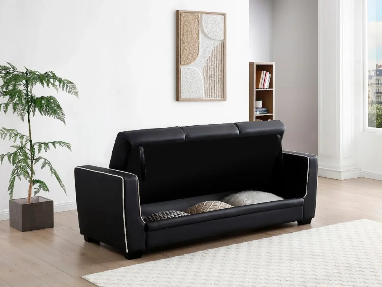 Clearance Sofá cama de 3 plazas convertible en cama NATY - Sofá - 3 Plazas|Sofás De Piel Sintética