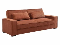 Vente-unique Sofá cama de 3 plazas convertible de terciopelo acanalado color FINORO