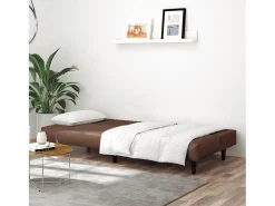 Clicnbuy Sofá cama de 2 plazas cuero sintético marrón