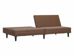 Clicnbuy Sofá cama de 2 plazas cuero sintético marrón