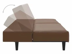 Clicnbuy Sofá cama de 2 plazas cuero sintético marrón