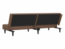 Clicnbuy Sofá cama de 2 plazas cuero sintético marrón