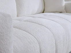 Clearance Vente-unique Sofá cama de 4 plazas de apertura rápida Tela bouclé colchón de 13 cm ISSORO Beige