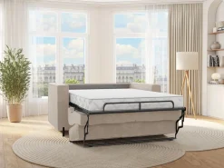 Clearance Sofá cama de 3 plazas de apertura rápida de tela texturizada colchón de 14 cm ELORYA Sofá - 3 Plazas|Sofá De Tela
