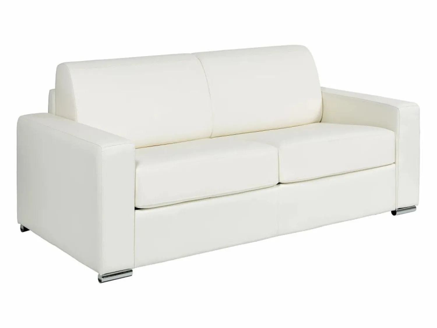 Online Vente-unique Sofá cama de 3 plazas de cuero - Cama de 140 cm - Colchón de 18 cm - CALITO Blanco