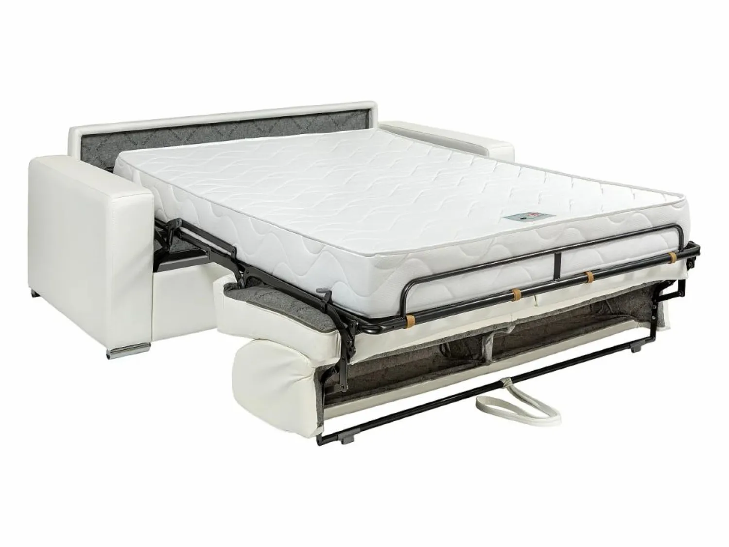 Online Vente-unique Sofá cama de 3 plazas de cuero - Cama de 140 cm - Colchón de 18 cm - CALITO Blanco