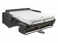 Vente-unique Sofá cama de 3 plazas de cuero - Cama de 140 cm - Colchón de 18 cm - CALITO Gris