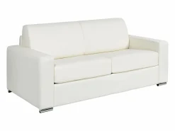 Sale Vente-unique Sofá cama de 3 plazas de cuero - Cama de 140 cm - Colchón de 22 cm - CALITO Blanco