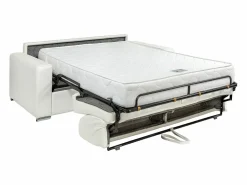 Sale Vente-unique Sofá cama de 3 plazas de cuero - Cama de 140 cm - Colchón de 22 cm - CALITO Blanco