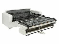 Sale Vente-unique Sofá cama de 3 plazas de cuero - Cama de 140 cm - Colchón de 22 cm - CALITO Blanco