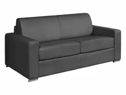 Sofá cama de 3 plazas de cuero - Cama de 140 cm - Colchón de 22 cm - CALITO Sofá De Piel
