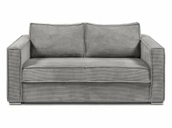 Outlet Vente-unique Sofá cama de 3 plazas de pana - 140 cm - 14 cm LORETO Gris claro