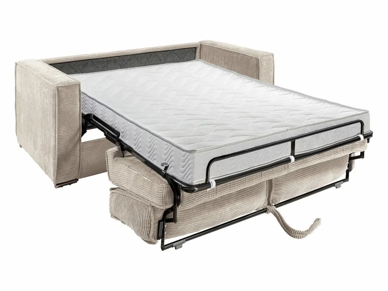 Outlet Vente-unique Sofá cama de 3 plazas de pana - 140 cm - 14 cm LORETO Gris claro