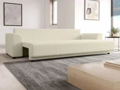 Best Vente-unique Sofá cama de 3 plazas de pana NESSARO Beige