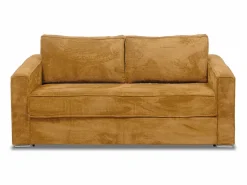 Vente-unique Sofá cama de 4 plazas de pana amarillo lamas 22cm LORETO