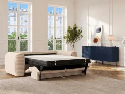 Vente-unique Sofá cama de 3 plazas de pana POGNIA