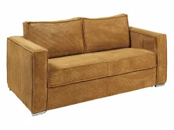 Online Vente-unique Sofá cama de 3 plazas de pana amarillo lamas 22cm LORETO Mostaza