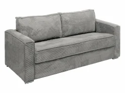 Clearance Vente-unique Sofá cama de 4 plazas de pana - 160 cm - 22 cm LORETO Gris claro