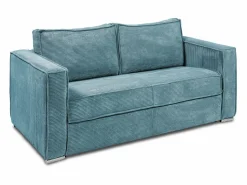 Sale Vente-unique Sofá cama de 3 plazas de pana beige LORETO Azul turquesa