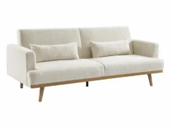 Online Vente-unique Sofá cama de 3 plazas de tela rizada ESME Blanco