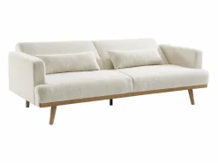 Online Vente-unique Sofá cama de 3 plazas de tela rizada ESME Blanco